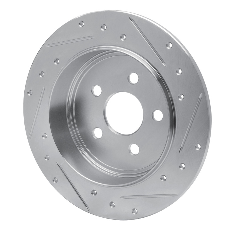 Chrysler PT Cruiser Brake Rotor (1) - Rear Left - R1 Concepts - Drilled & Slotted - Silver - `95-`03